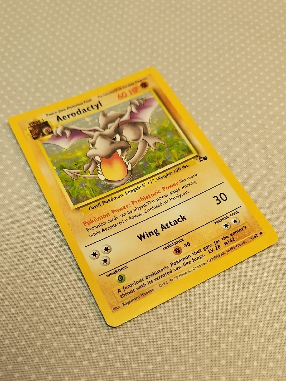 1999 Pokemon Aerodactyl 1/62 Fossil Holo - Picture 5 of 15